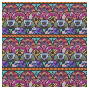 Boho Beauty, Purple, Aqua, Violet, Repeat Pattern Fabric