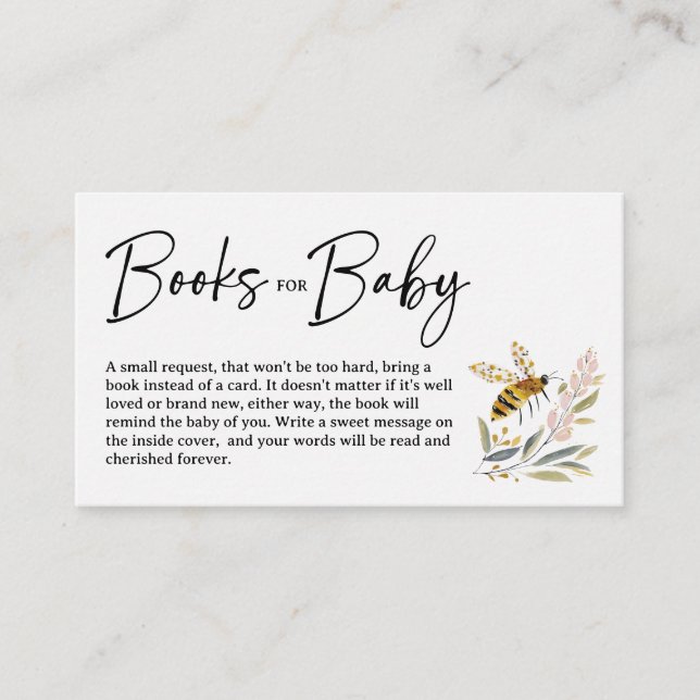 Boho Bee Baby Shower Books for Baby Enclosure Card (Front)