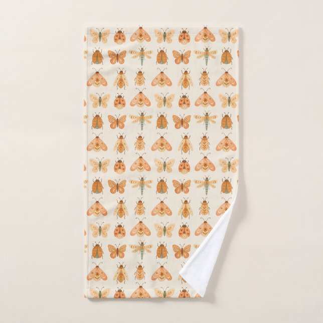 Boho Beetles, moths, butterflies Hand Towel (Hand Towel)