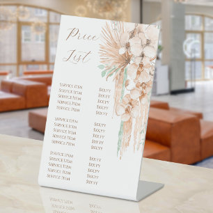 boho beige and mint price list pedestal sign