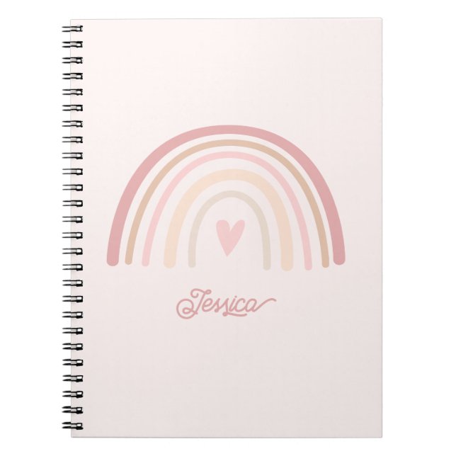 Boho Beige Blush Rainbow Notebook (Front)