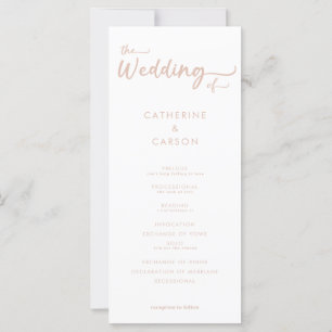 Boho Beige Blush Trendy Wedding Program