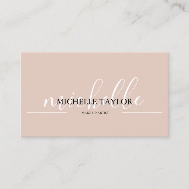 Boho Beige Calligraphy Script QR code  Business Card (Front)