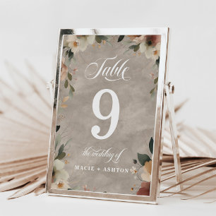 Boho Beige Cottagecore Wedding Reception Dinner Table Number