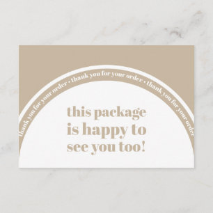 Boho Beige Earth Thank You Order Small Business En Enclosure Card