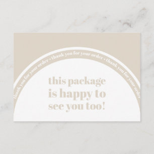 Boho Beige Earth Thank You Order Small Business Enclosure Card
