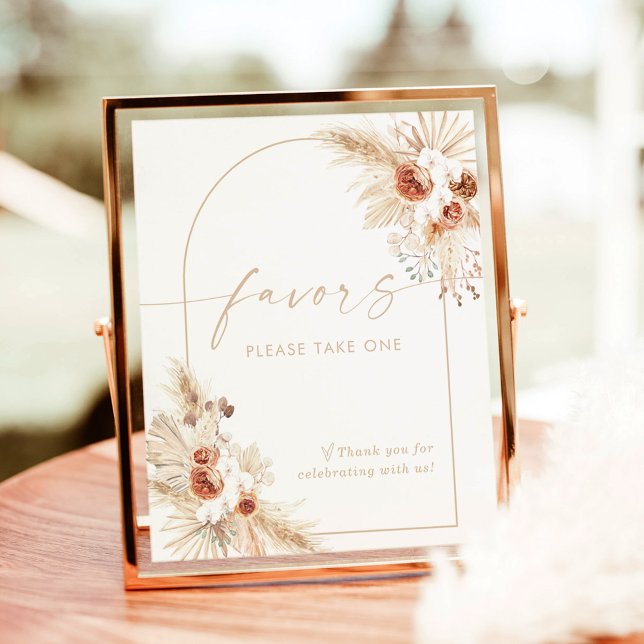 Boho Beige Favours Sign | Pampas Grass Shower (Creator Uploaded)