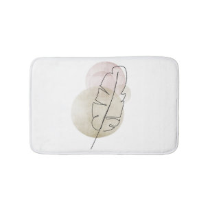 Boho beige feather bath mat