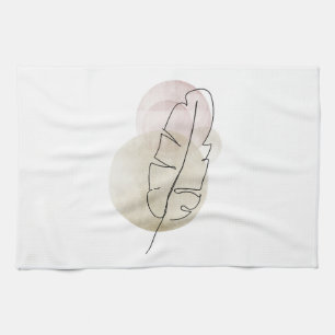 Boho beige feather tea towel
