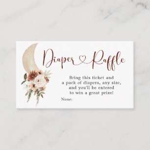 Boho Beige Floral Moon Baby Shower Diaper Raffle Enclosure Card
