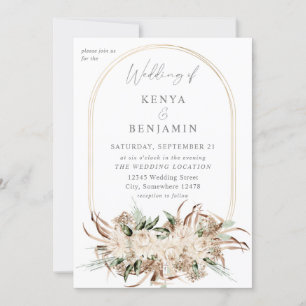 Boho Beige Floral Wedding 3 Invitation