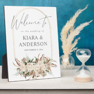 Boho Beige Floral Welcome Plaque