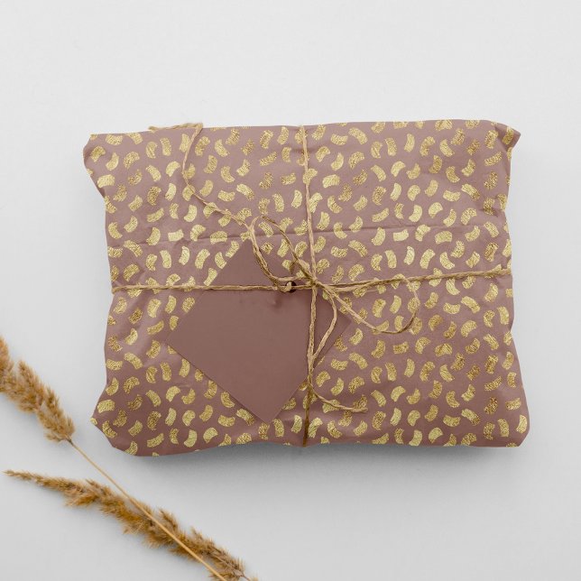 Boho Beige Golden Paint Strokes #B08B82 Tissue Paper (Creator Uploaded)