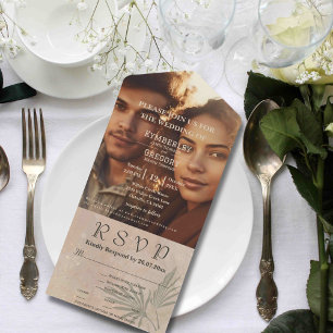 Boho Beige Green Abstract Shape Minimalist Website All In One Invitation