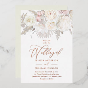 Boho Beige Ivory Blush Floral Wedding Rose Gold
