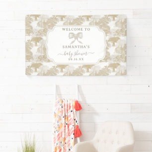 Boho Beige Jungle Animals Safari Chinoiserie Baby Banner