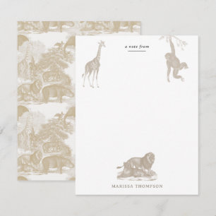 Boho Beige Jungle Animals Safari Chinoiserie Card