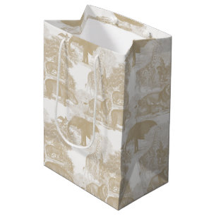 Boho Beige Jungle Animals Safari Chinoiserie Medium Gift Bag