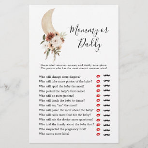 Boho Beige Moon Baby Shower Mummy or Daddy