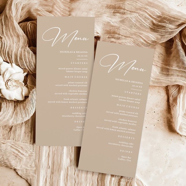 Boho Beige Neutral Wedding  Menu (Creator Uploaded)