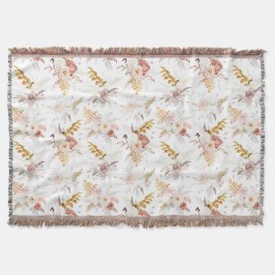 Boho Beige, Pampas Grass Terracotta Watercolour We Throw Blanket