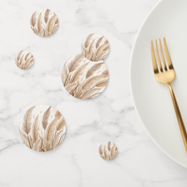 Boho Beige Pampas Grass Wedding Confetti (Group)