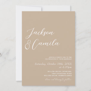 Boho Beige Photo Wedding Invitation