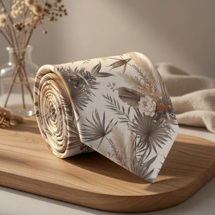 Boho beige plants tie