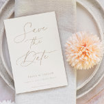 Boho Beige Script Save The Date Photo Card<br><div class="desc">Modern arch frame,  flat save the date photo card. Minimalist typography design style template with beige typography on soft sand colour backgrounds.</div>