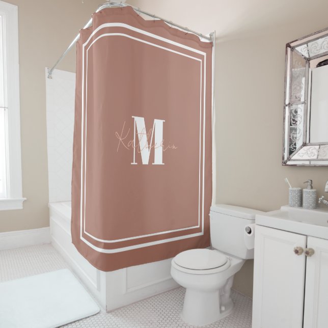 Boho Beige Shower Curtain Colour B17868 (In Situ)