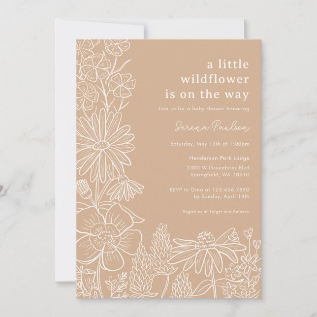 Boho Beige Wildflower Baby Shower Invitation (Front)