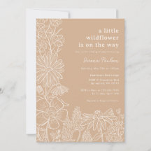 Boho Beige Wildflower Baby Shower Invitation