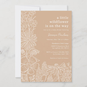 Boho Beige Wildflower Baby Shower Invitation