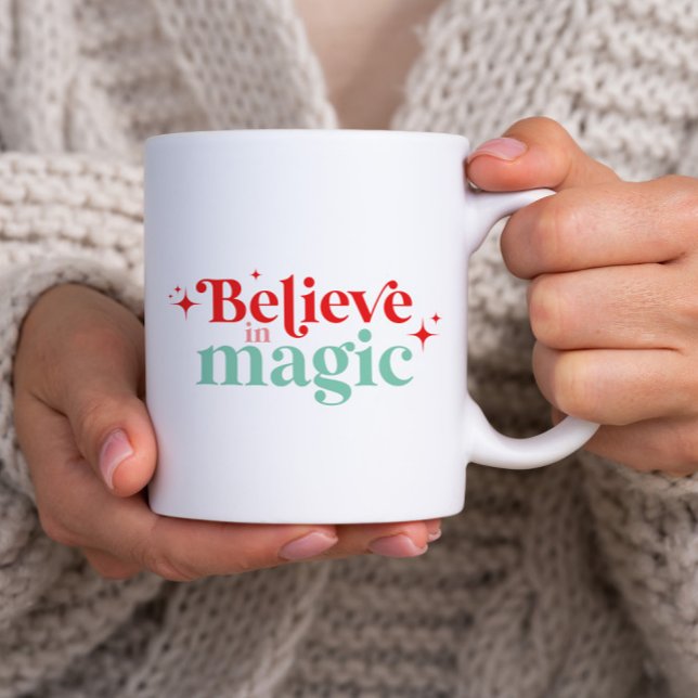 Boho Believe in Magic Christmas modern font Coffee Mug (Creator Uploaded)