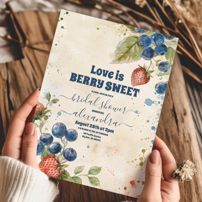 Boho Berry Sweet Strawberry Bridal Shower  Invitation (Creator Uploaded)