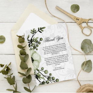 Boho Berry Wreath Green Wedding Thank You Enclosure Card
