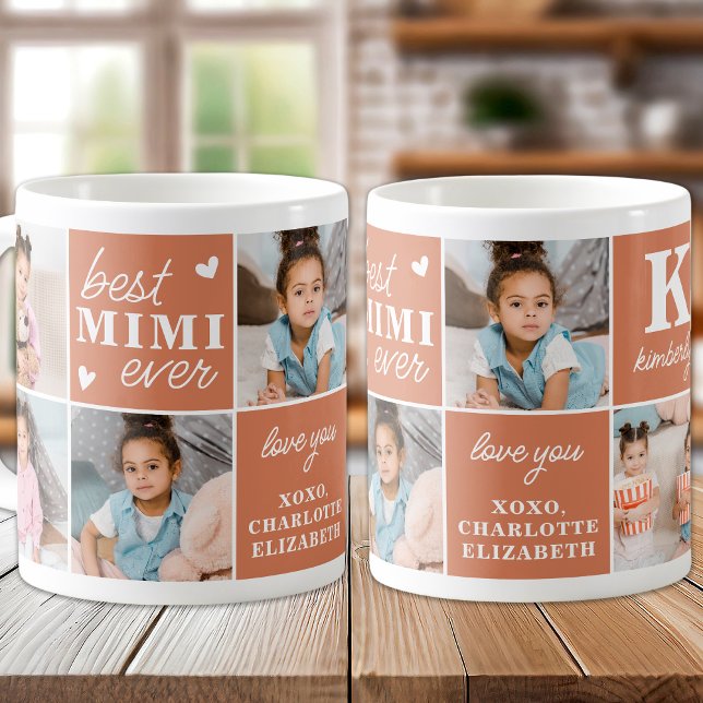 Boho Best MIMI Ever Custom Modern Grandma 7 Photo Coffee Mug (Creator Uploaded)