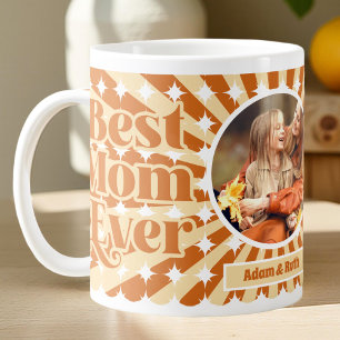 Boho Best Mum Ever Personalised Photo Mothers Day Large Coffee Mug