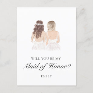 Boho Besties Maid of Honor Proposal Postcard
