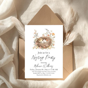 Boho Bird Nesting Party Nest Baby Shower Invitation