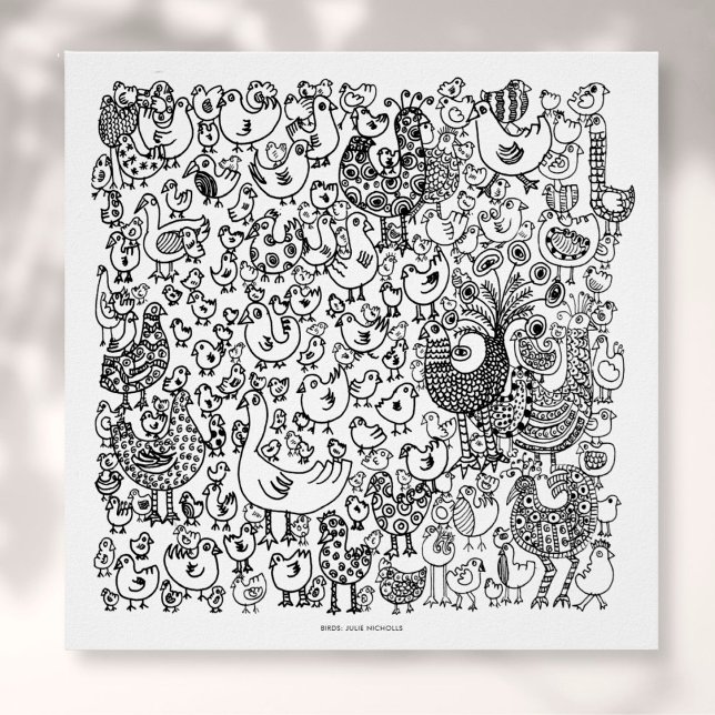 Boho Birds Black and White Decorative Pattern Poster (Creator Uploaded)