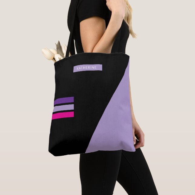 Boho Black Abstract Trendy Girly  Tote Bag (Close Up)