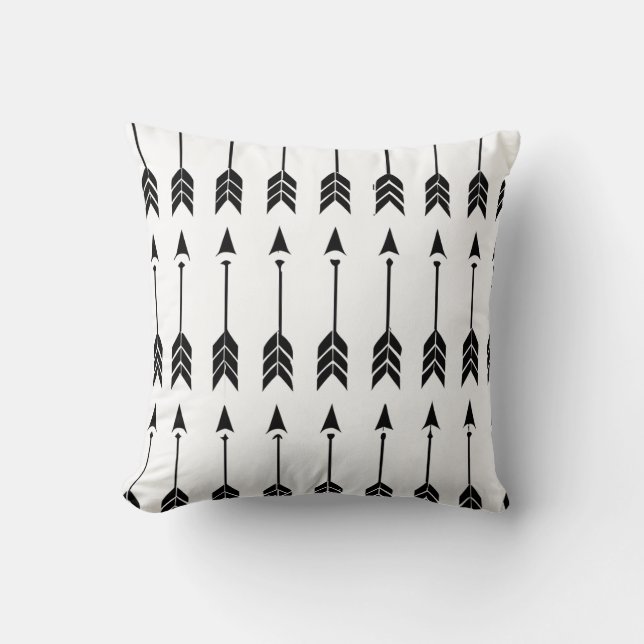 Boho Black and White Arrows Cushion (Front)