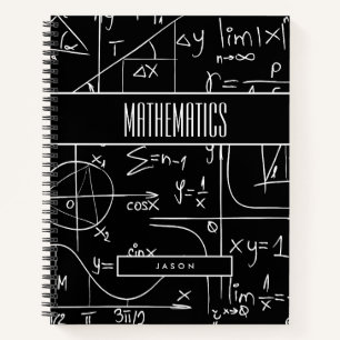 BOHO Black and White Math Symbols Subject Notebook