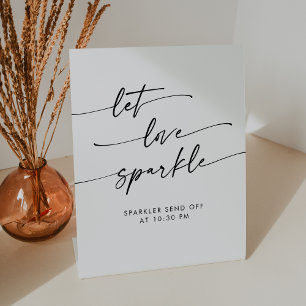 Boho Black and White Sparkler Send Off Wedding Pedestal Sign