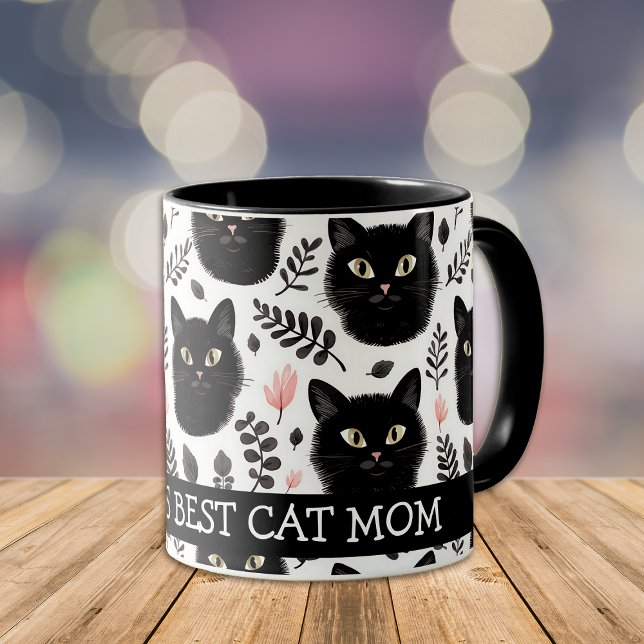 Boho Black Cats and Leaves Cat Mum Mug (Creator Uploaded)