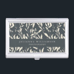Boho Black Hand Drawn Floral Professional Custom  Business Card Holder<br><div class="desc">Boho Modern Black Hand Drawn Floral Professional Custom Business Card Case</div>