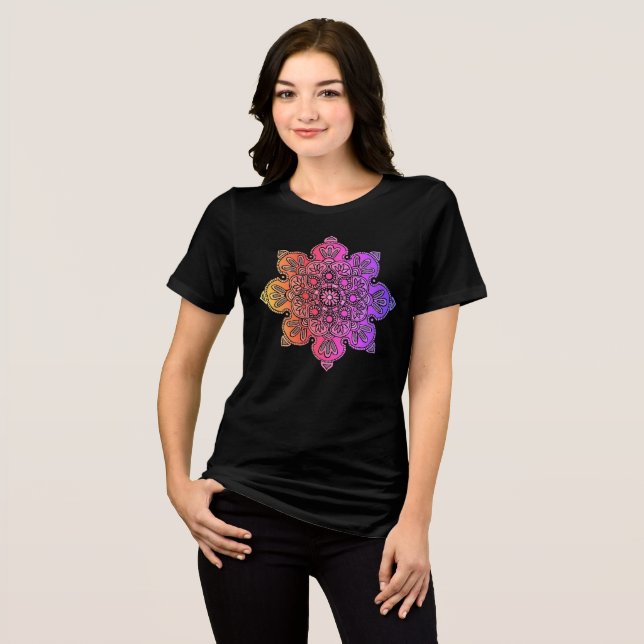  Boho black medallion Tee- Shirt (Front Full)