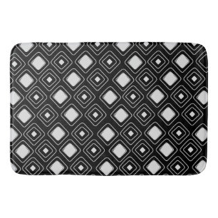 Boho Black Tribal Geometric Aztec Pattern Bath Mat