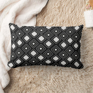 Boho Black Tribal Geometric Aztec Pattern Lumbar Cushion